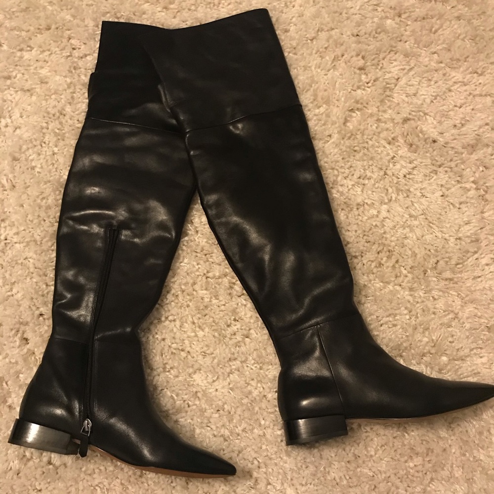 Thigh high genuine leather boots